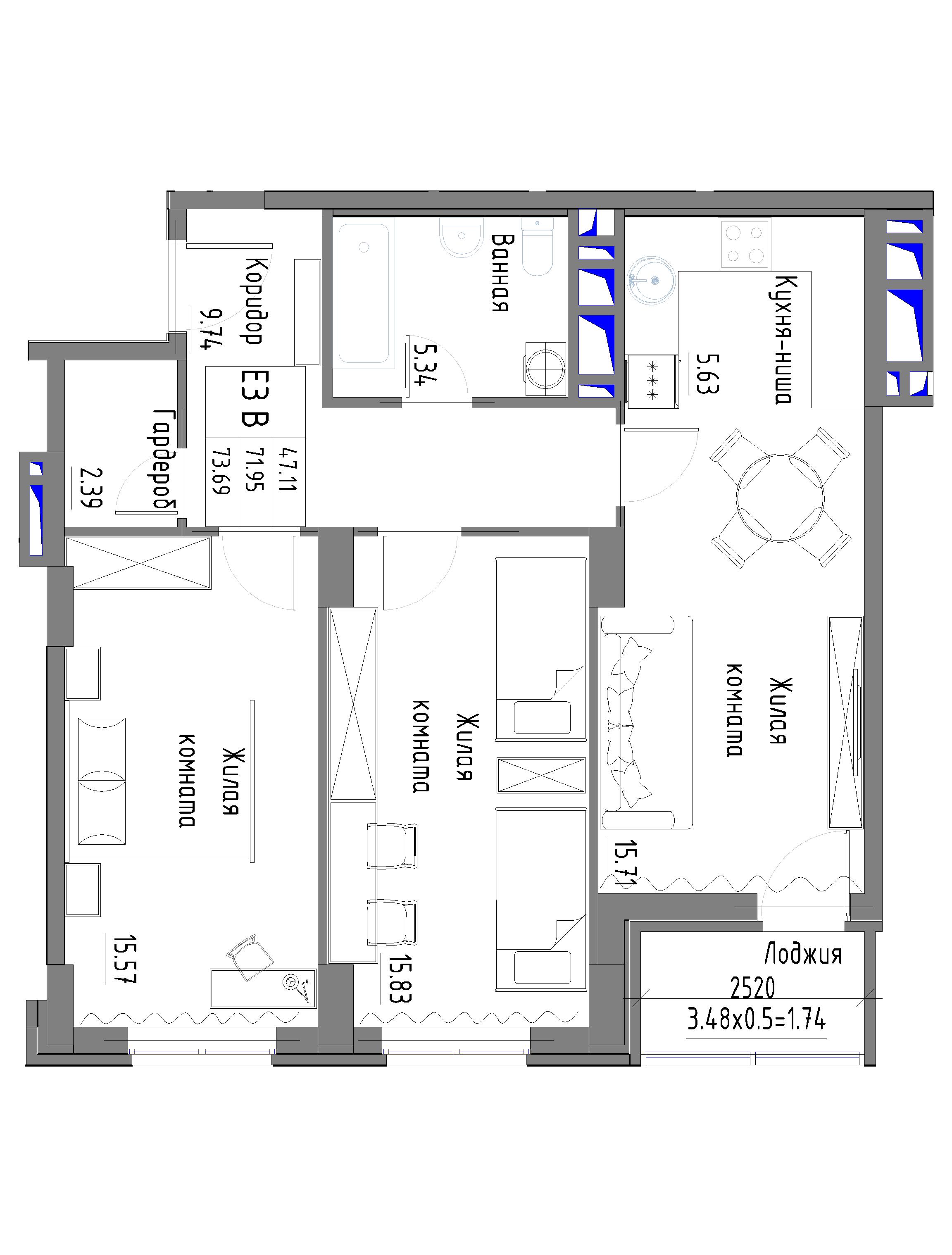 Планировка 2-комн.