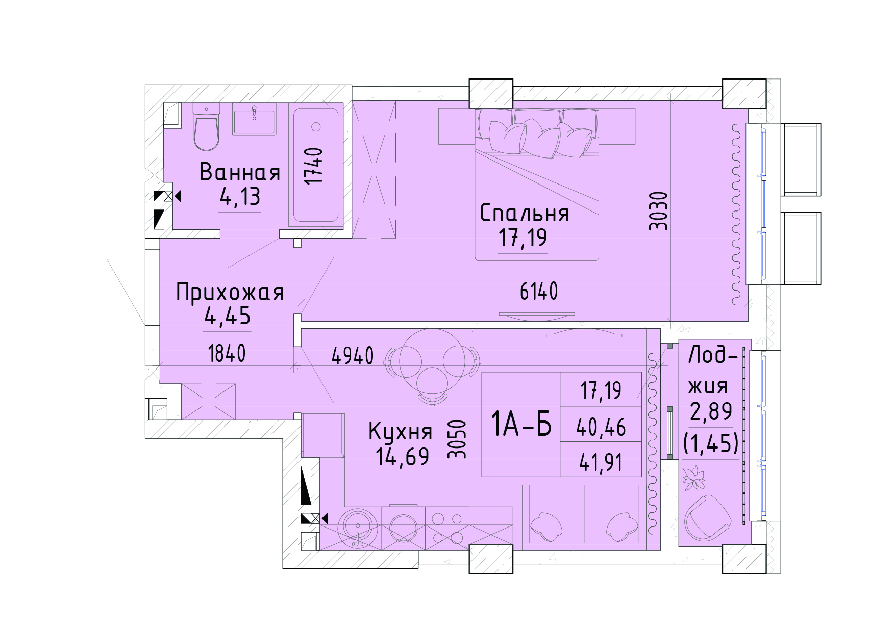 Планировка 1-комн.