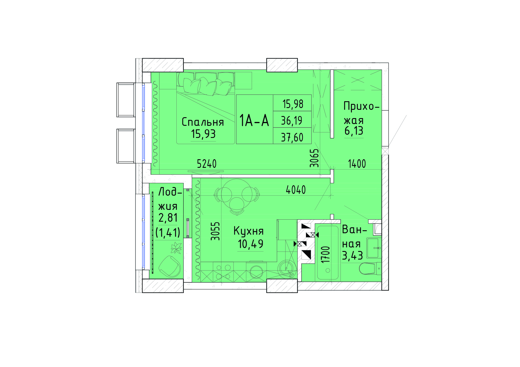 Планировка 1-комн.