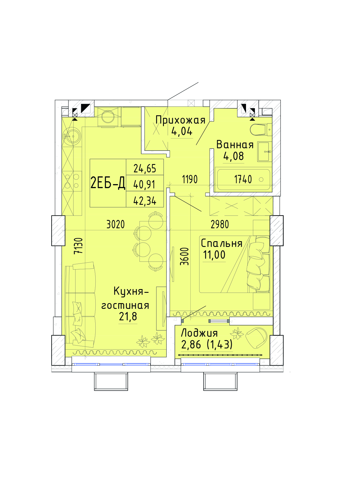 Планировка 1-комн.