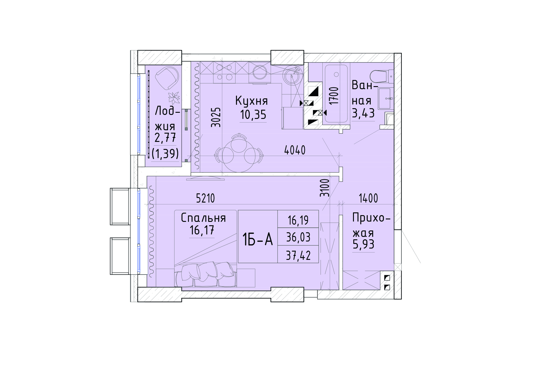 Планировка 1-комн.